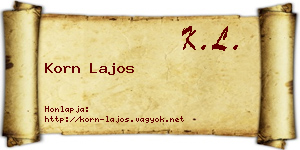 Korn Lajos névjegykártya
